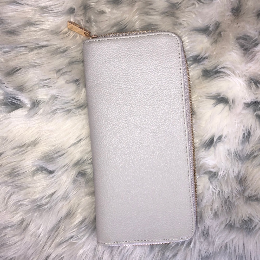 grey and gold wallet